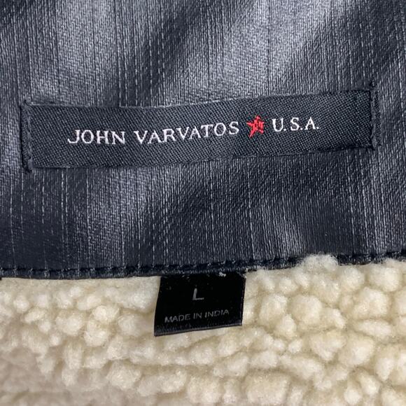 JOHN VARVATOS STAR USA Size L Black Coated Cotton Twill Snaps Jacket - Picture 5 of 9